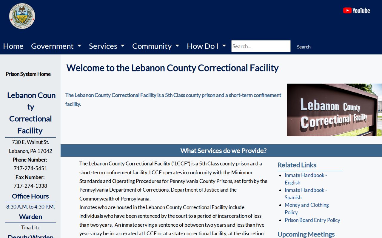 Lebanon County arrest lookup correctional facility
