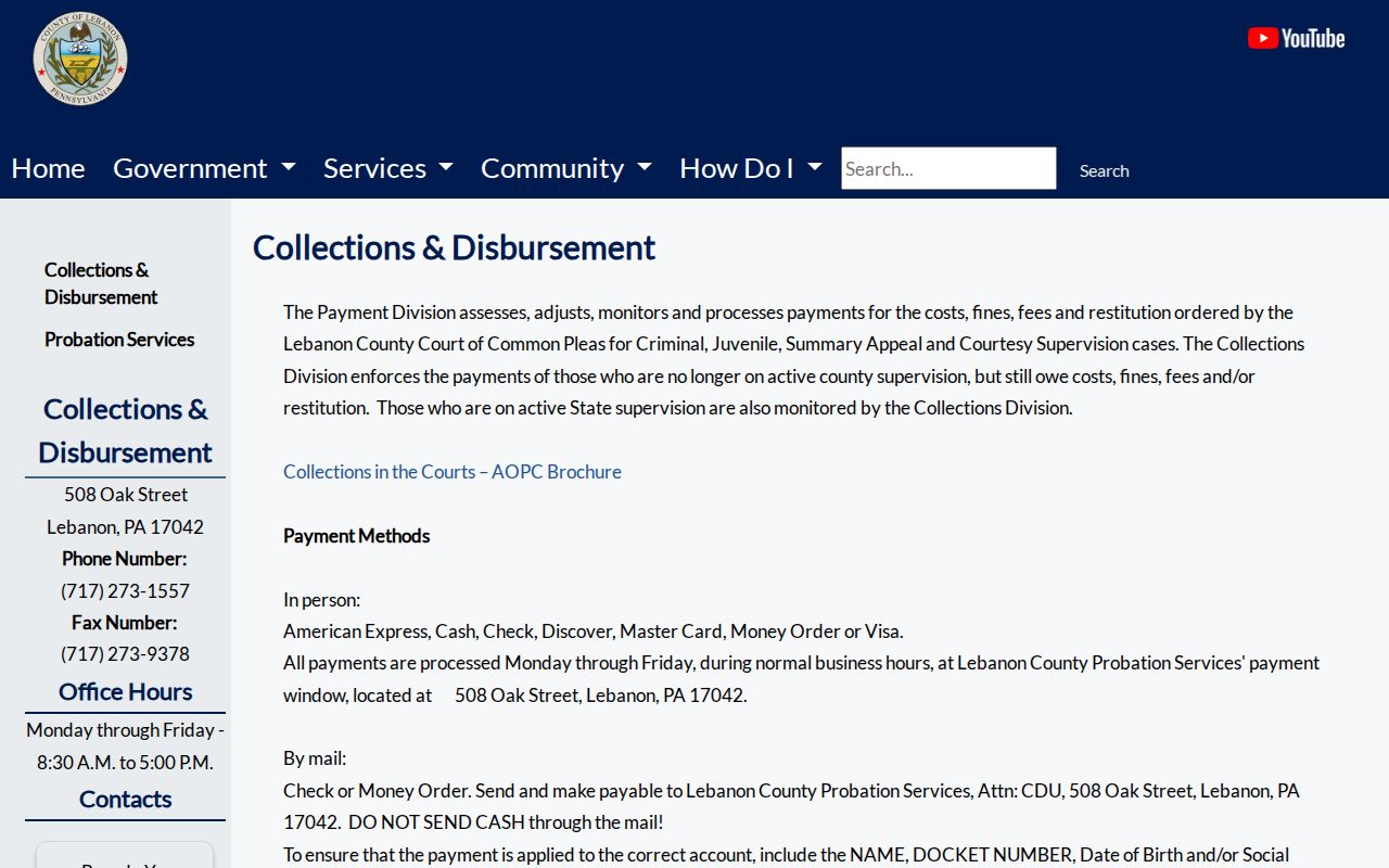 Lebanon County criminal court fines and balance search